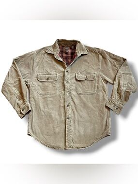 St Johns Bay VTG Men's Med Tan Corduroy Flannel Lined Jacket Workwear Chore C-2
